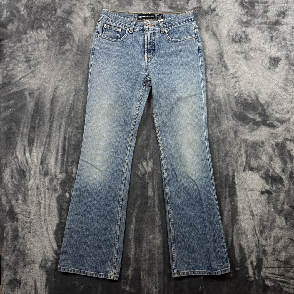 Express Jeans Low Rise Flare Women 5/6L Blue Vintage Y2K Denim 1482LO